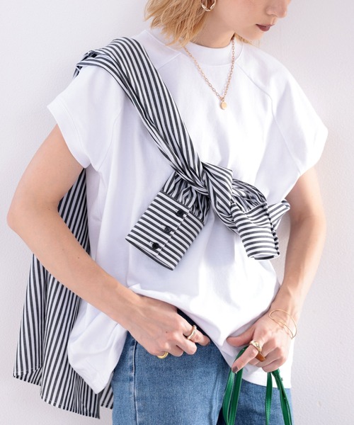 綿100%USAコットン、大人のモックネックTシャツ。
