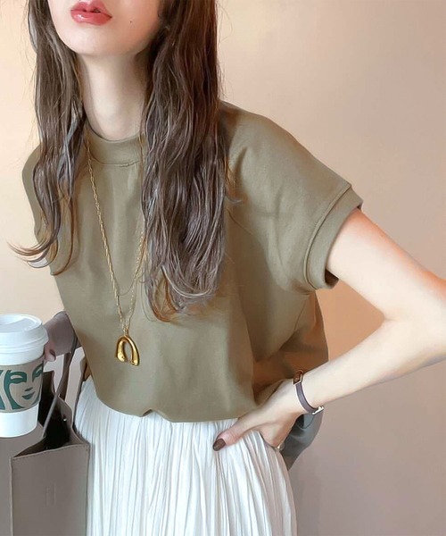 綿100%USAコットン、大人のモックネックTシャツ。