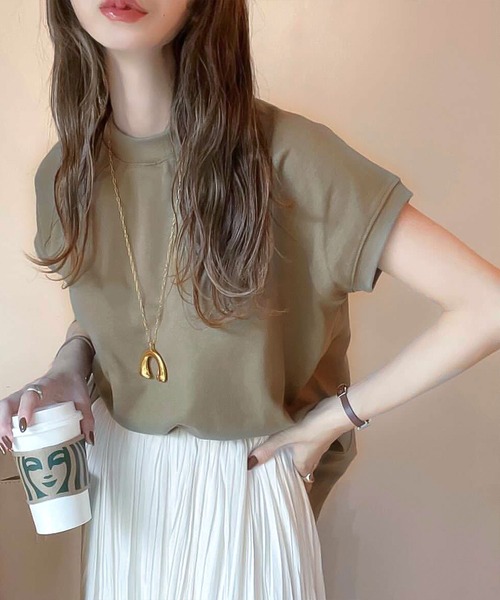 綿100%USAコットン、大人のモックネックTシャツ。