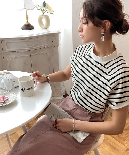 綿100%USAコットン、大人のモックネックTシャツ。