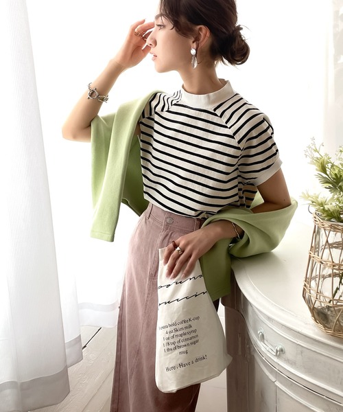 綿100%USAコットン、大人のモックネックTシャツ。