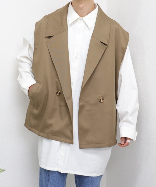 kutir（クティール）の「テーラードベスト（ベスト・メンズ・ベージュ/サックスブルー/ブラック・LARGE/MEDIUM）」の3枚目の写真