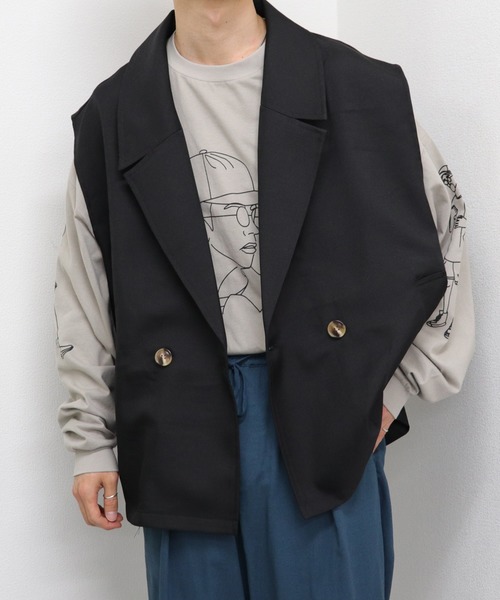 kutir（クティール）の「テーラードベスト（ベスト・メンズ・ベージュ/サックスブルー/ブラック・LARGE/MEDIUM）」の2枚目の写真