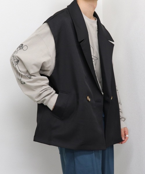 kutir（クティール）の「テーラードベスト（ベスト・メンズ・ベージュ/サックスブルー/ブラック・LARGE/MEDIUM）」の4枚目の写真