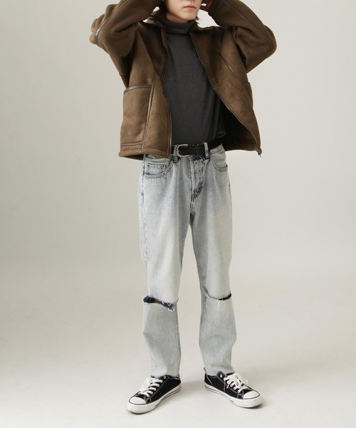 CORISCO（コリスコ）の「フェイクムートンフライトジャケット（ミリタリージャケット・メンズ・アイボリー/ブラウン/ベージュ・MEDIUM/X-LARGE/LARGE）」の12枚目の写真