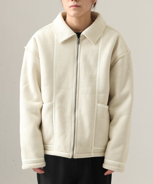 CORISCO（コリスコ）の「フェイクムートンフライトジャケット（ミリタリージャケット・メンズ・アイボリー/ブラウン/ベージュ・MEDIUM/X-LARGE/LARGE）」の8枚目の写真
