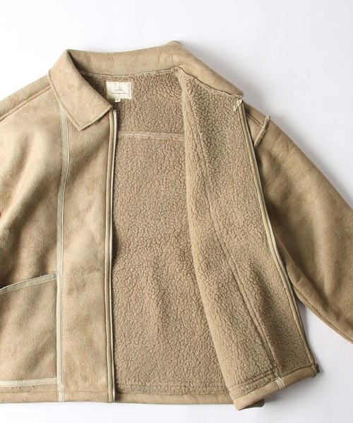 CORISCO（コリスコ）の「フェイクムートンフライトジャケット（ミリタリージャケット・メンズ・アイボリー/ブラウン/ベージュ・MEDIUM/X-LARGE/LARGE）」の9枚目の写真