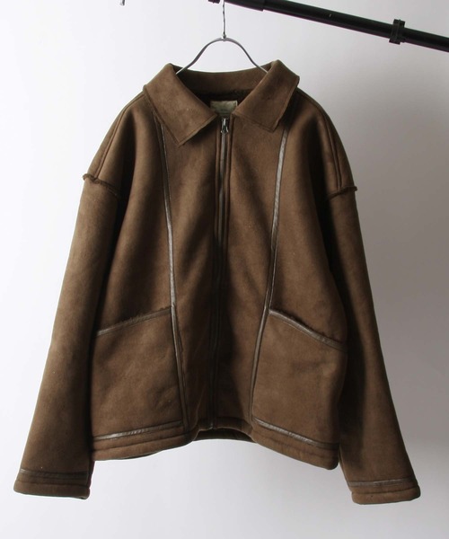CORISCO（コリスコ）の「フェイクムートンフライトジャケット（ミリタリージャケット・メンズ・アイボリー/ブラウン/ベージュ・MEDIUM/X-LARGE/LARGE）」の17枚目の写真