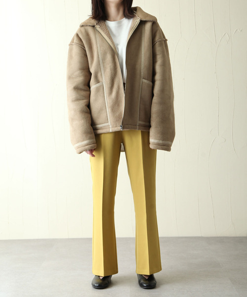 CORISCO（コリスコ）の「フェイクムートンフライトジャケット（ミリタリージャケット・メンズ・アイボリー/ブラウン/ベージュ・MEDIUM/X-LARGE/LARGE）」の19枚目の写真