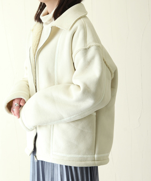 CORISCO（コリスコ）の「フェイクムートンフライトジャケット（ミリタリージャケット・メンズ・アイボリー/ブラウン/ベージュ・MEDIUM/X-LARGE/LARGE）」の21枚目の写真