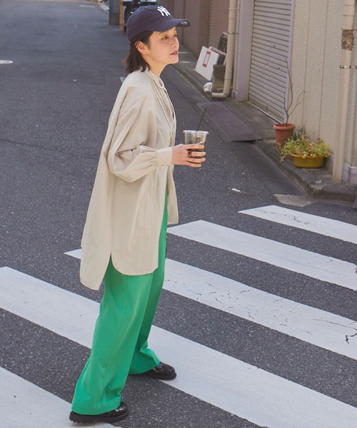 forksy.】コットンボリュームスリーブピンタックブザムシャツ