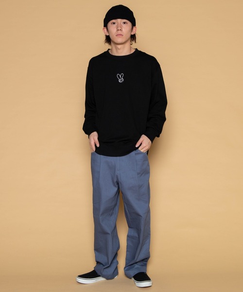 WEGO(ウィゴー)の「WEGO/モチーフ刺繍プルオーバー(スウェット・メンズ・ホワイト/ブラック・SMALL/MEDIUM/LARGE)」の8枚目の写真