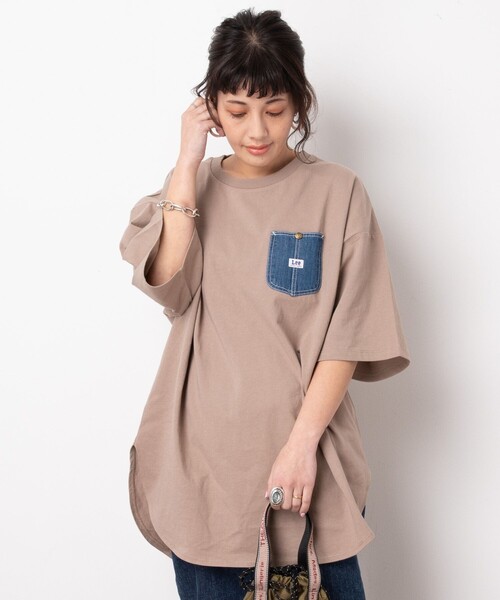 Lee（リー）の「【WEB限定】Lee/リー 　別注デニムポケットTシャツ（Tシャツ/カットソー・レディース・ホワイト/ブラック/ベージュ/グリーン・ﾌﾘ-）」の3枚目の写真