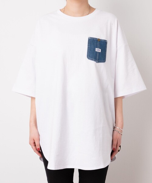 Lee（リー）の「【WEB限定】Lee/リー 　別注デニムポケットTシャツ（Tシャツ/カットソー・レディース・ホワイト/ブラック/ベージュ/グリーン・ﾌﾘ-）」の16枚目の写真