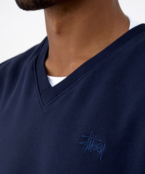 Stussy Vネックベスト Mサイズ 青 1.jpg