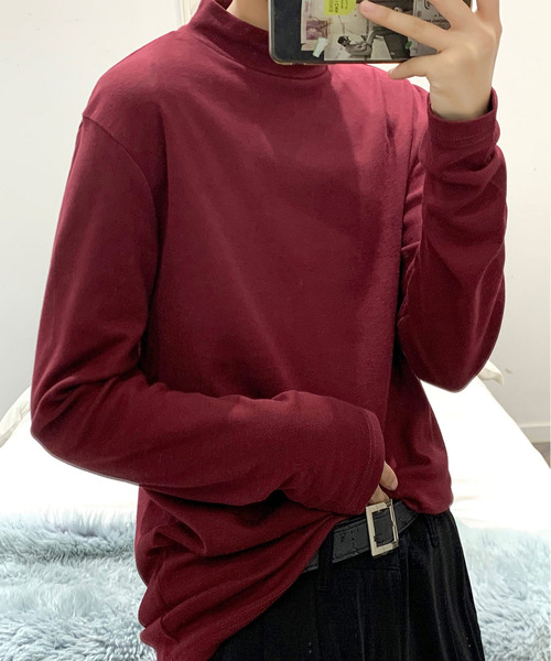 neos（ネオス）の「【neos -addictive design-】スタンダードシルエット ハイネック ロングスリーブ カットソー（Tシャツ/カットソー・メンズ・ベージュ/ブラック/ワインレッド/ホワイト/グレイッシュベージュ/ブラック×ホワイト/ホワイト×ブラック/グレー・LARGE/MEDIUM/X-LARGE）」の12枚目の写真