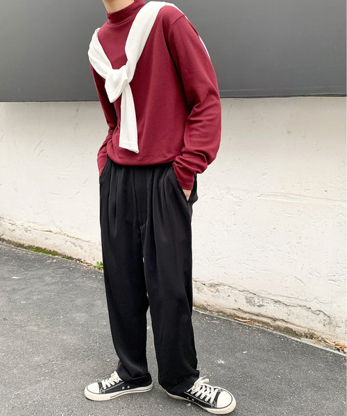 neos（ネオス）の「【neos -addictive design-】スタンダードシルエット ハイネック ロングスリーブ カットソー（Tシャツ/カットソー・メンズ・ベージュ/ブラック/ワインレッド/ホワイト/グレイッシュベージュ/ブラック×ホワイト/ホワイト×ブラック/グレー・LARGE/MEDIUM/X-LARGE）」の13枚目の写真