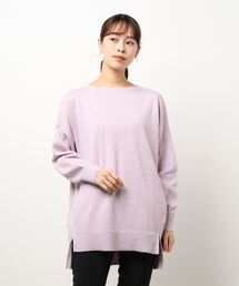 AMERICAN HOLIC | 前後差ラウンドネックニットチュニック　＊(ニット/セーター)