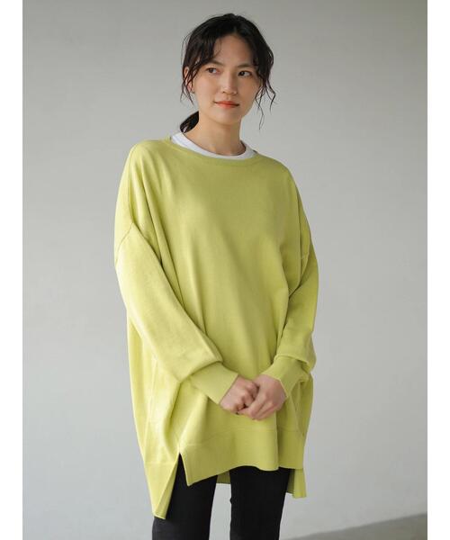 AMERICAN HOLIC(アメリカンホリック)の「前後差ラウンドネックニットチュニック *(ニット/セーター・レディース・ネイビー/ベージュ/オフホワイト/ラベンダー/イエロー・FREE)」の21枚目の写真