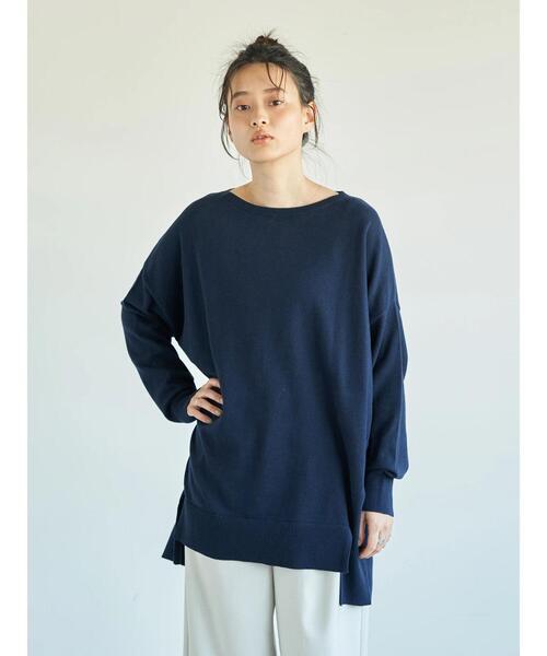 AMERICAN HOLIC(アメリカンホリック)の「前後差ラウンドネックニットチュニック *(ニット/セーター・レディース・ネイビー/ベージュ/オフホワイト/ラベンダー/イエロー・FREE)」の22枚目の写真