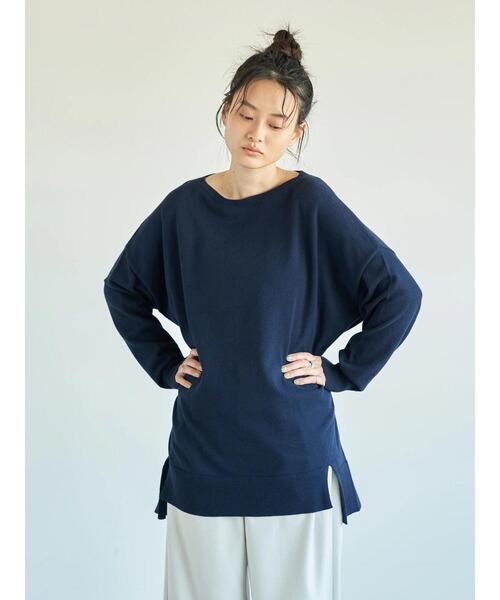 AMERICAN HOLIC(アメリカンホリック)の「前後差ラウンドネックニットチュニック *(ニット/セーター・レディース・ネイビー/ベージュ/オフホワイト/ラベンダー/イエロー・FREE)」の9枚目の写真