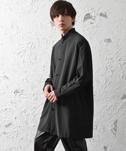 MinoriTY（マイノリティ）の「メンズ長袖ビッグシルエットノーカラーチャイナシャツ（シャツ/ブラウス・メンズ・ブラック/ブルーグレー・M/L）」の12枚目の写真