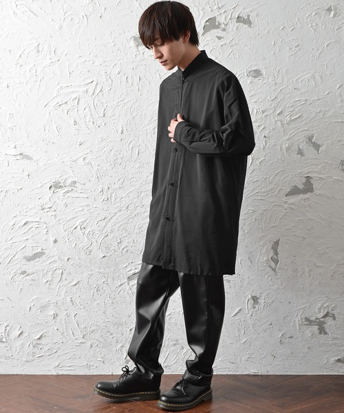 MinoriTY（マイノリティ）の「メンズ長袖ビッグシルエットノーカラーチャイナシャツ（シャツ/ブラウス・メンズ・ブラック/ブルーグレー・M/L）」の6枚目の写真