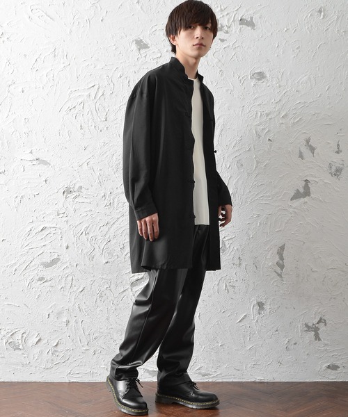 MinoriTY（マイノリティ）の「メンズ長袖ビッグシルエットノーカラーチャイナシャツ（シャツ/ブラウス・メンズ・ブラック/ブルーグレー・M/L）」の10枚目の写真