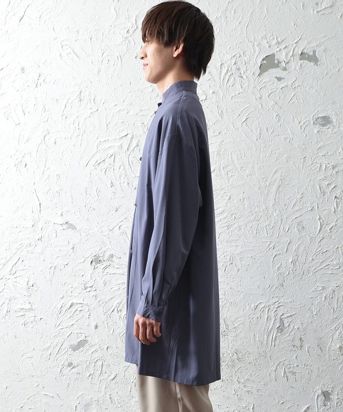 MinoriTY（マイノリティ）の「メンズ長袖ビッグシルエットノーカラーチャイナシャツ（シャツ/ブラウス・メンズ・ブラック/ブルーグレー・M/L）」の8枚目の写真