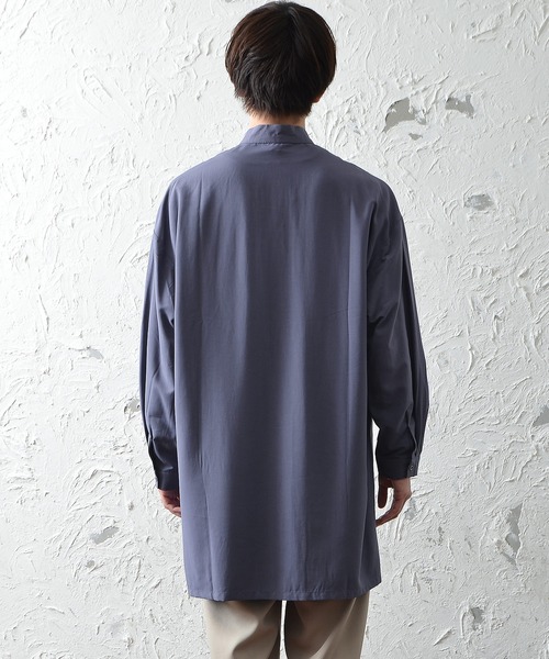 MinoriTY（マイノリティ）の「メンズ長袖ビッグシルエットノーカラーチャイナシャツ（シャツ/ブラウス・メンズ・ブラック/ブルーグレー・M/L）」の5枚目の写真
