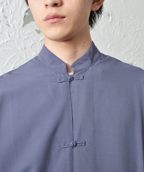 MinoriTY（マイノリティ）の「メンズ長袖ビッグシルエットノーカラーチャイナシャツ（シャツ/ブラウス・メンズ・ブラック/ブルーグレー・M/L）」の13枚目の写真