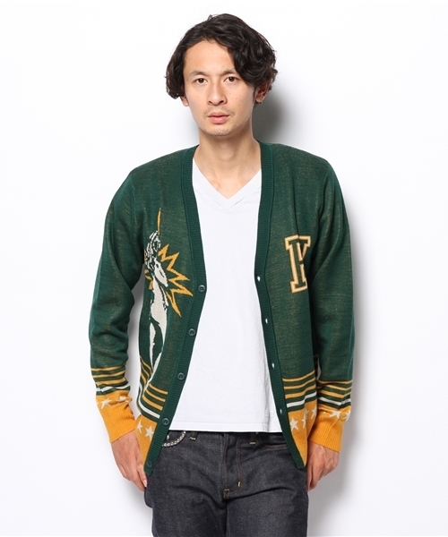 HYSTERIC GLAMOUR（ヒステリックグラマー）の「SPARK GIRL UNIVERSUTYジャガ-ド CD（カーディガン/ボレロ・メンズ・グリーン/ネイビー/ブラック・MEDIUM/SMALL/LARGE）」の7枚目の写真