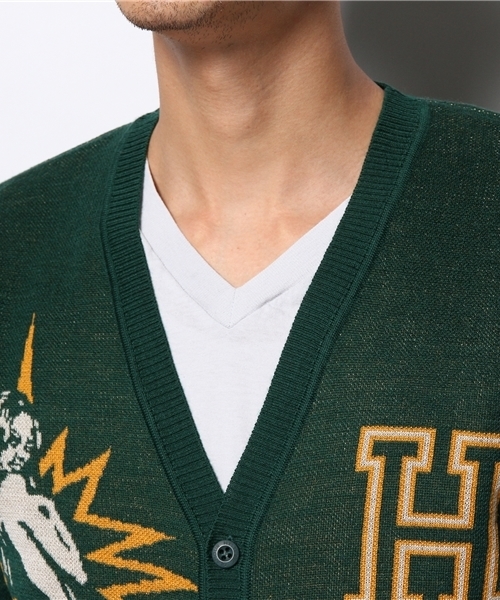 HYSTERIC GLAMOUR（ヒステリックグラマー）の「SPARK GIRL UNIVERSUTYジャガ-ド CD（カーディガン/ボレロ・メンズ・グリーン/ネイビー/ブラック・MEDIUM/SMALL/LARGE）」の8枚目の写真