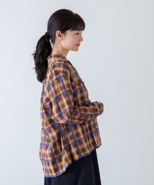 ANGIE(アンジー)の「シアーチェックシャツ(シャツ/ブラウス・レディース・ブラウン系その他2/ホワイト系その他2・FREE)」の11枚目の写真