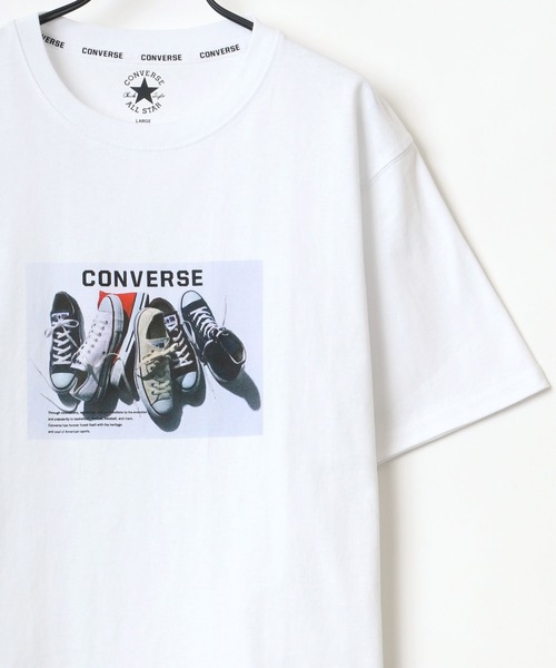 CONVERSE(コンバース)の「CONVERSE/コンバース フロント/バックプリント シューズ フォト グラフィック Tシャツ(Tシャツ/カットソー・メンズ・ホワイト/ブラック/グリーン/ホワイト系その他・LL/M/L)」の2枚目の写真