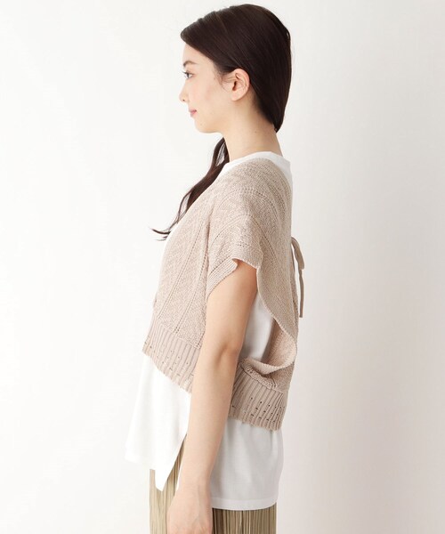 pink adobe（ピンクアドベ）の「◆【M-L/SET】【洗える】透かし編みビスチェ＋Tシャツセット（その他トップス・レディース・ブラック/アイボリー/ブラウン系/黄緑系・40/38）」の15枚目の写真