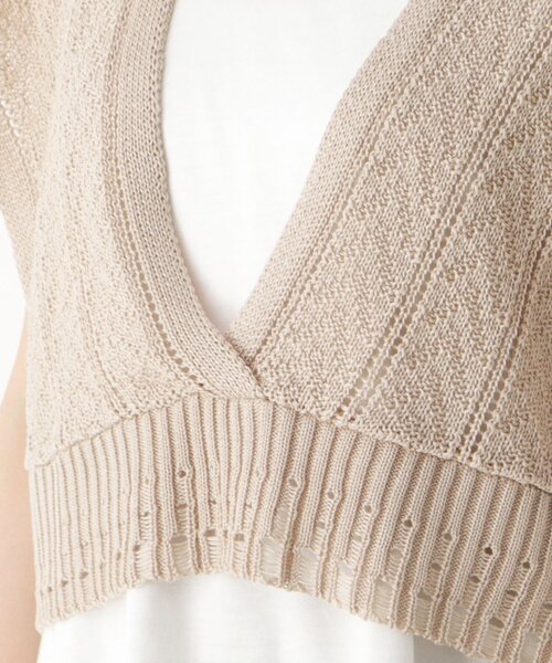 pink adobe（ピンクアドベ）の「◆【M-L/SET】【洗える】透かし編みビスチェ＋Tシャツセット（その他トップス・レディース・ブラック/アイボリー/ブラウン系/黄緑系・40/38）」の10枚目の写真