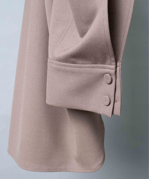 FEMMENT（ファモン）の「【 FEMMENT / ファモン 】 3/60 twising wooltoropical  mandarin collar shirts マンダリンカラーシャツ（シャツ/ブラウス・レディース・ベージュ/ブラック・1）」の7枚目の写真