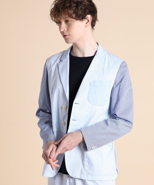 ランバンオンブルー　ネイビー ストライプ テーラードジャケット　2018aw LANVIN en Bleu（ランバンオンブルー）｜メンズのテーラード