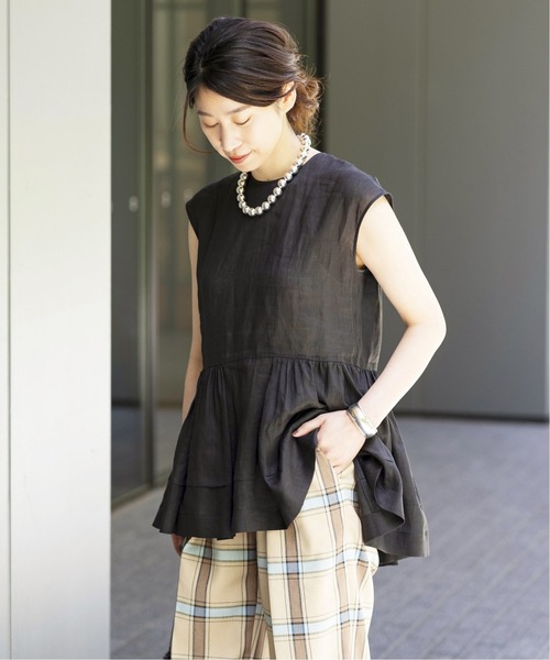 【未使用】チェックテーパードパンツ　ヴェルメールパーイエナ　シルク混 セール】Li/E/R/Pu チェック2タックパンツ◇（その他パンツ