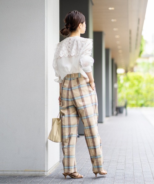 VERMEIL par iena(ヴェルメイユパーイエナ)の「Li/E/R/Pu チェック2タックパンツ◆(その他パンツ・レディース・ベージュ・40/38/36)」の21枚目の写真