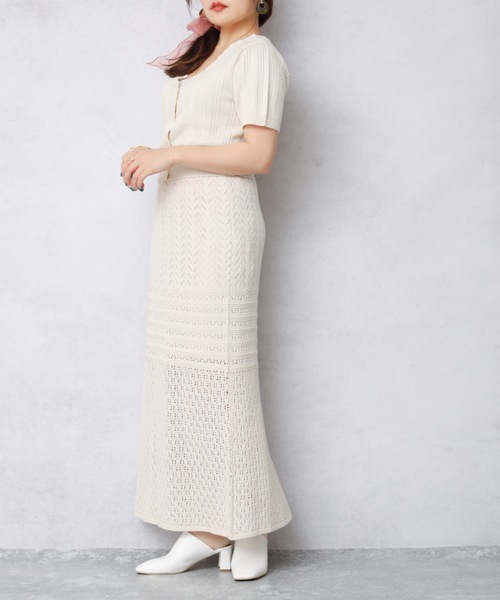 ap retro(アプレトロ)の「ランダムリブ編み裾スカラップ2WAYちびカーディガン(シャツ/ブラウス・レディース・ライトブルー/ブラック/アイボリー/グリーン系その他・FREE)」の16枚目の写真