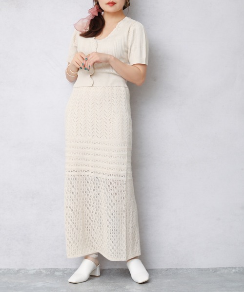 ap retro(アプレトロ)の「ランダムリブ編み裾スカラップ2WAYちびカーディガン(シャツ/ブラウス・レディース・ライトブルー/ブラック/アイボリー/グリーン系その他・FREE)」の14枚目の写真