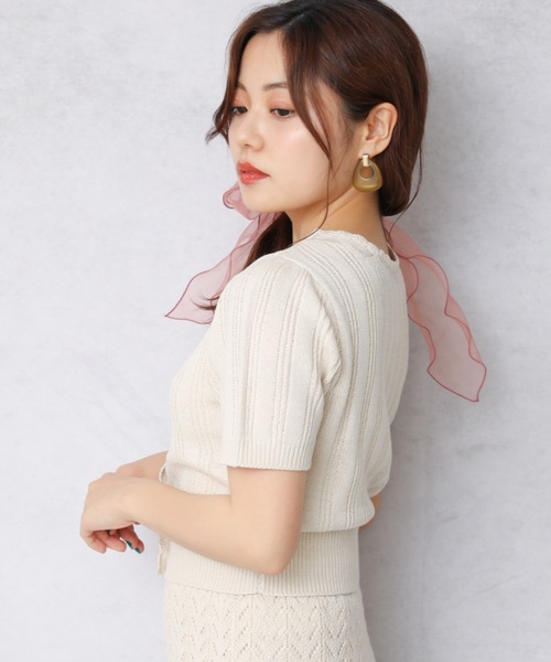 ap retro(アプレトロ)の「ランダムリブ編み裾スカラップ2WAYちびカーディガン(シャツ/ブラウス・レディース・ライトブルー/ブラック/アイボリー/グリーン系その他・FREE)」の11枚目の写真