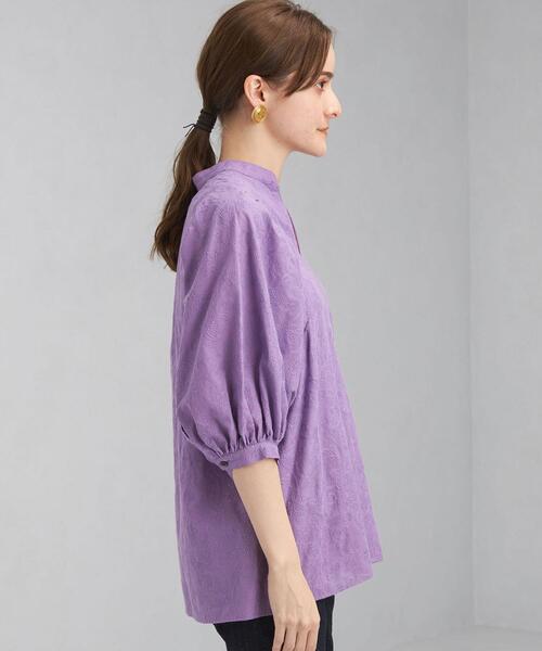 green label relaxing(グリーンレーベルリラクシング)の「エンブロイダリー ボリューム スリーブ ブラウス(シャツ/ブラウス・レディース・パープル/オフホワイト/ダークグレー・FREE)」の17枚目の写真