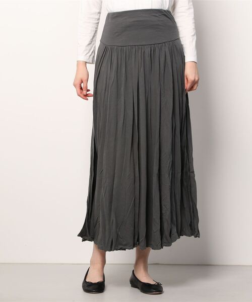three dots(スリードッツ)の「ジャージーコレット ロングスカート(スカート・レディース・グレー系その他/ピンク系その他・SMALL/MEDIUM)」の1枚目の写真