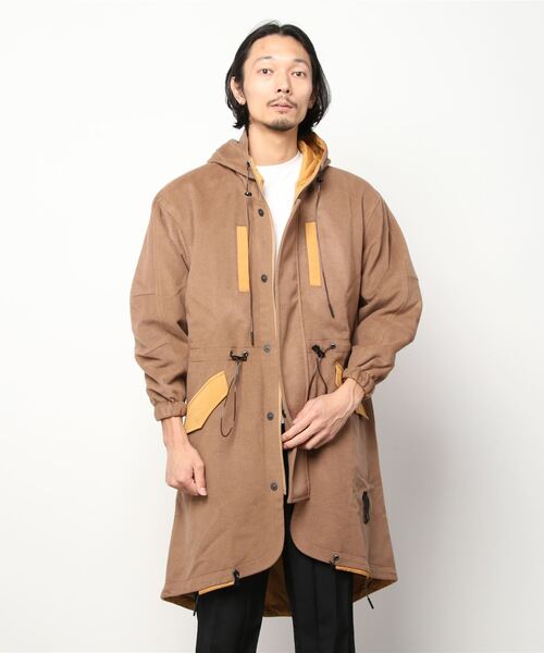 C DIEM（カルペディエム）の「C DIEM/カルペディエム/WOOL-Ny REVERSIBLE MODS モッズコート(MSO-21013)（モッズコート・メンズ・ブラック/ベージュ/キャメル・MEDIUM/LARGE/SMALL）」の3枚目の写真