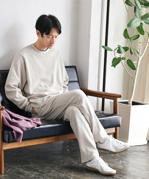 Loungewear tokyo(ラウンジウェアトウキョウ)の「ワッフル リラクシング ルームウェア 長袖カットソー×イージーパンツ ワンマイルウェア(ルームウェア/パジャマ・メンズ・ネイビー/ナチュラル/チャコールグレー/ブラック/ダークブラウン/杢グレー/グレイッシュベージュ・L/M/XL/S)」の6枚目の写真