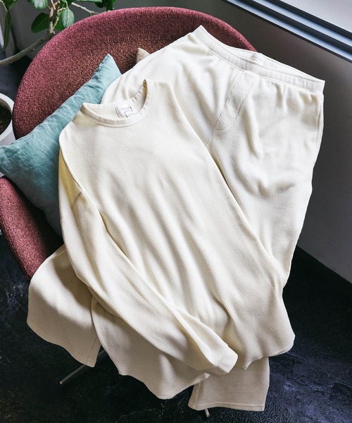 Loungewear tokyo(ラウンジウェアトウキョウ)の「ワッフル リラクシング ルームウェア 長袖カットソー×イージーパンツ ワンマイルウェア(ルームウェア/パジャマ・メンズ・ネイビー/ナチュラル/チャコールグレー/ブラック/ダークブラウン/杢グレー/グレイッシュベージュ・L/M/XL/S)」の16枚目の写真