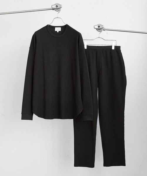   ブラック ルームウェアセット　ラウンジセット Loungewear tokyo（ラウンジウェアトウキョウ）の「ワッフル